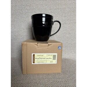 Longaberger Pottery Woven Traditions Ebony Black Jumbo Mug